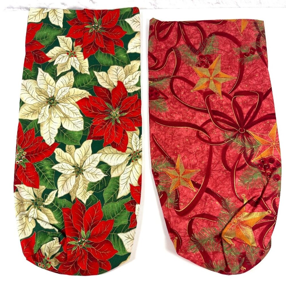 Handmade Christmas Wine Liquor Bottle Gift Bags Festive Holiday Fabric 4 PC Set - Picture 5 of 11